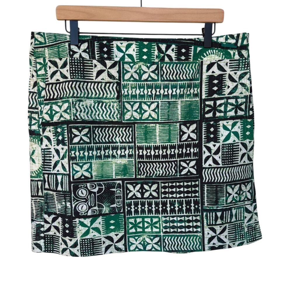 Ripskirt NWT Green Tiki Polynesian Retro Print Wrap Skirt / Coverup size XL